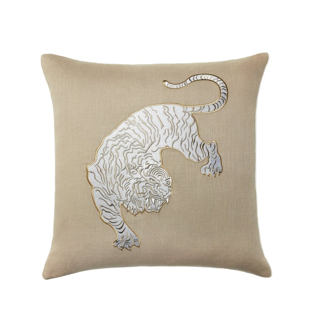 Siberian Tiger Decorative Pillow in Natural by Sferra Scalamandre at Fig Linens and Home