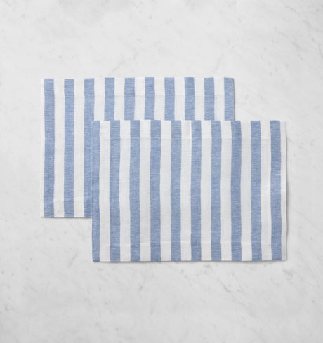 Stramare Placemats, Set of 4 by Sferra Linens PLACEMAT 14X20 - Set of 4 WHITE/OCEAN at FIG LINENS AND HOME 4