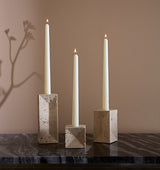 Travertino Beige Candle Holders Set by Sferra Linens - Lifestyle at Fig Linens and Home