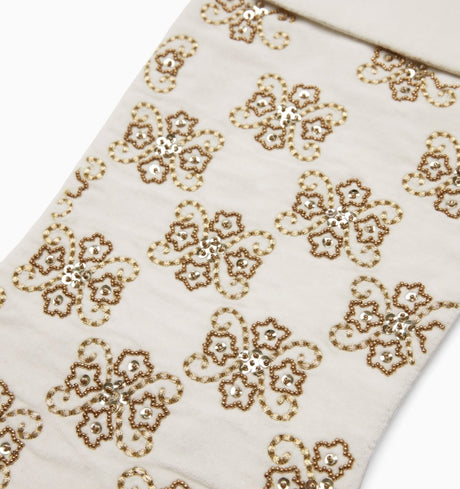 Twinkle Holiday Stocking in Ivory and Gold by Sferra Linens - Detail View