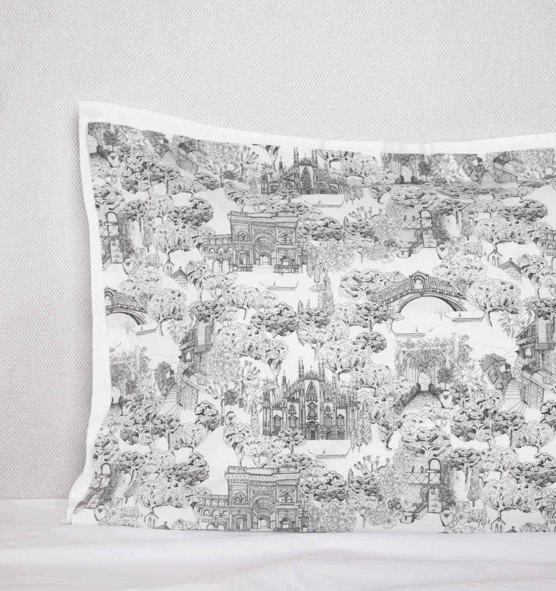 Viaterra Black and White Bedding by Sferra Linens at Fig Linens and Home - Euro Sham