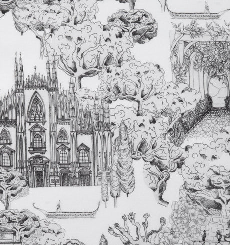 Swatch of Fabric - Viaterra Black and White Bedding by Sferra Linens at Fig Linens and Home