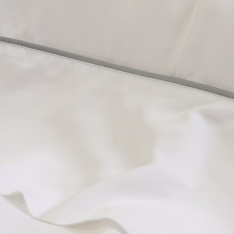 Detail of Satin Stitching on Pom Pom at Home Sheena Ocean Blue Bedding | Sheets and Duvet Covers