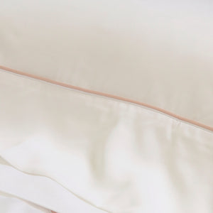 Detail of Pink Stitching on Pom Pom at Home Sheena Bamboo Bedding | Bed Sheets and Duvet Covers