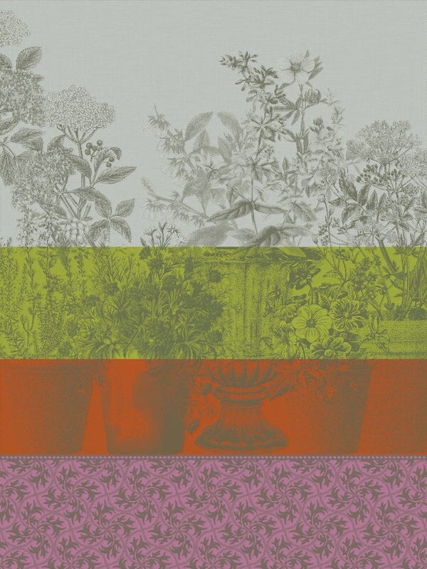 Floraison Rayé Purple tea towel by Le Jacquard Français at Fig Linens and Home