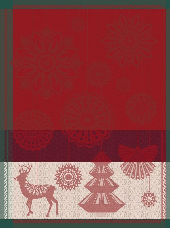 Lumières d'étoiles Red Holiday Tea Towel by Le Jacquard Francais at Fig Linens and Home
