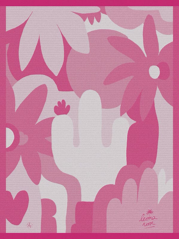 Octobre rose pink tea towel by Le Jacquard Francais at Fig Linens and Home