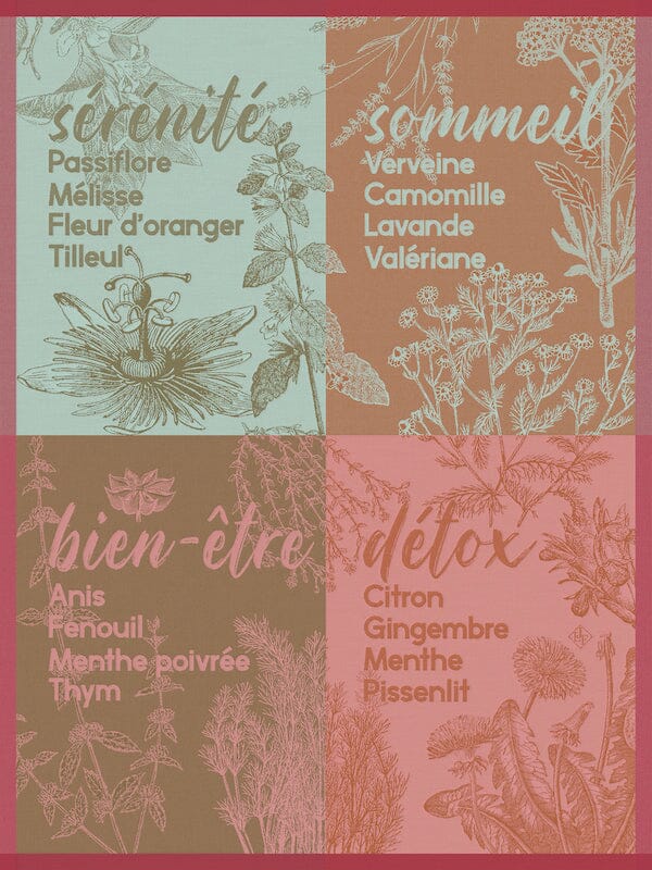 Serenites Pink Tea Towel by Le Jacquard Français at Fig Linens and Home