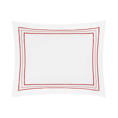 Triad Pillow Sham in White and Bright Red - Home Treasures at Fig Linens and Home