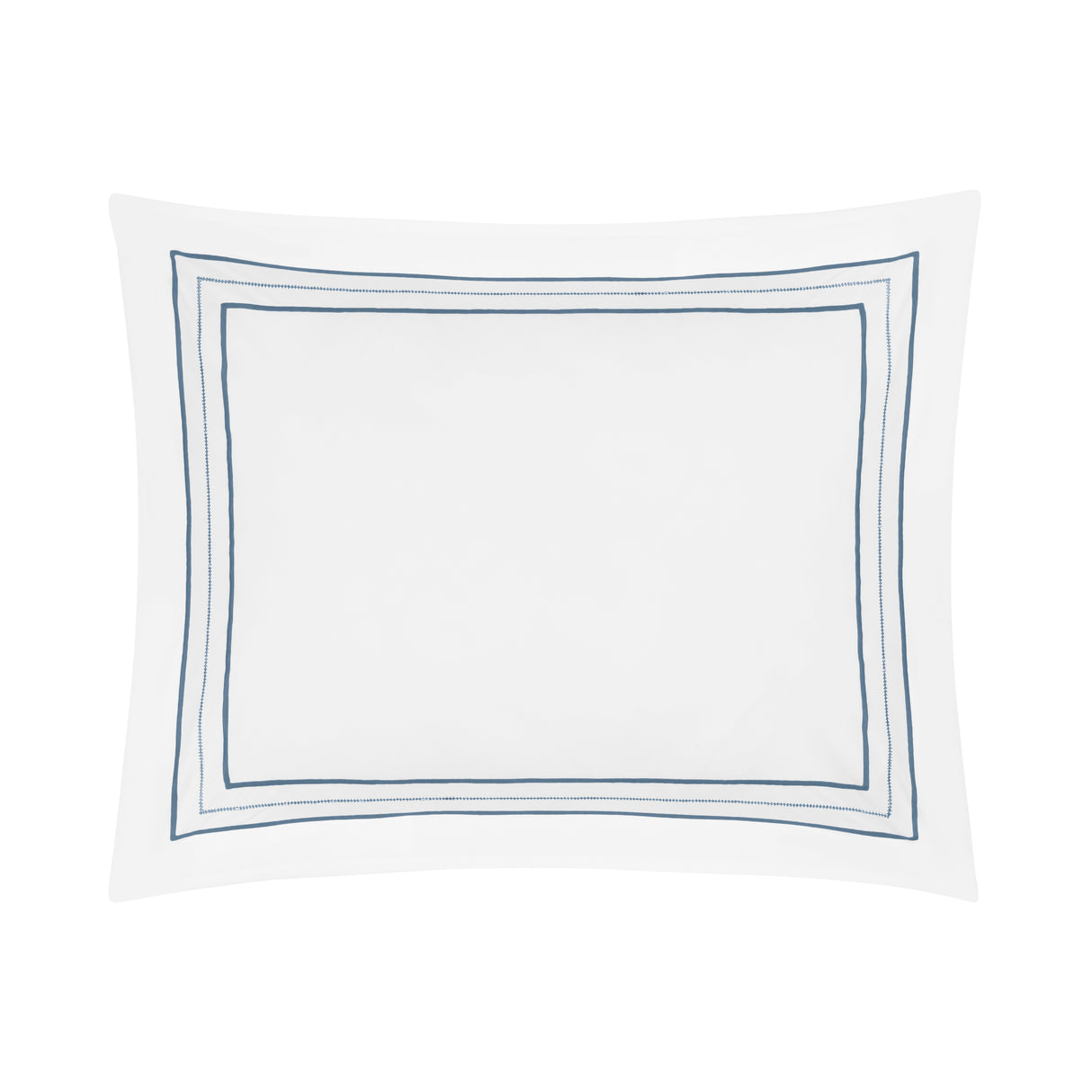 Triad Pillow Sham in White and Slate Blue - Home Treasures at Fig Linens and Home
