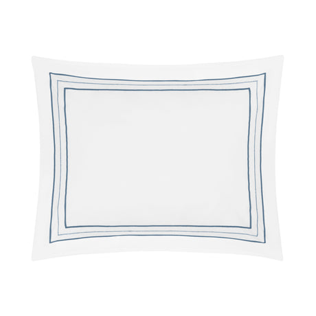 Triad Pillow Sham in White and Slate Blue - Home Treasures at Fig Linens and Home
