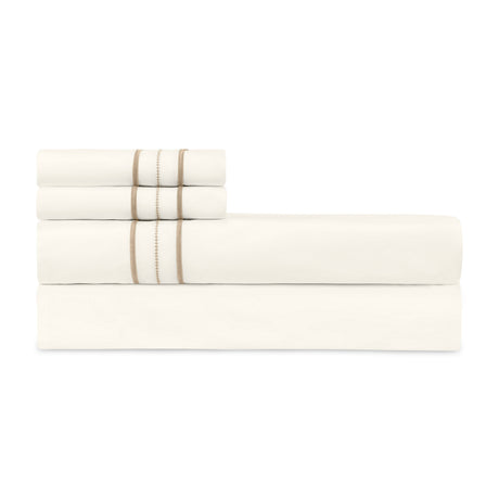 Triad Flat Sheet and Pillowcases in Ivory and Candlelight - Home Treasures at Fig Linens and Home