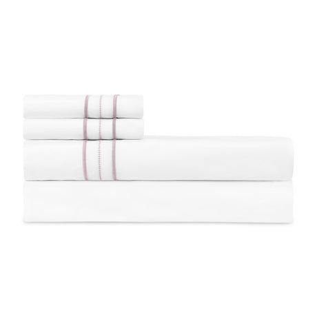 Triad Flat Sheet and Pillowcases in White and Lavender - Home Treasures at Fig Linens and Home