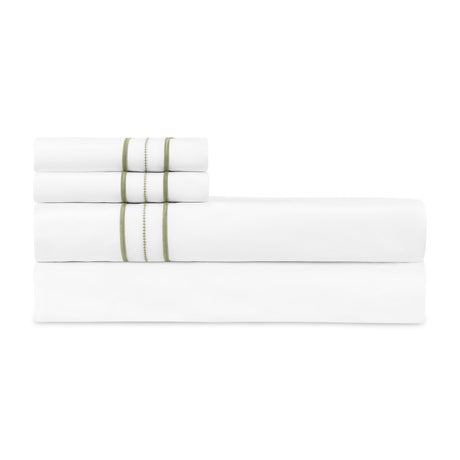 Triad Flat Sheet and Pillowcases in White and Piana - Home Treasures at Fig Linens and Home