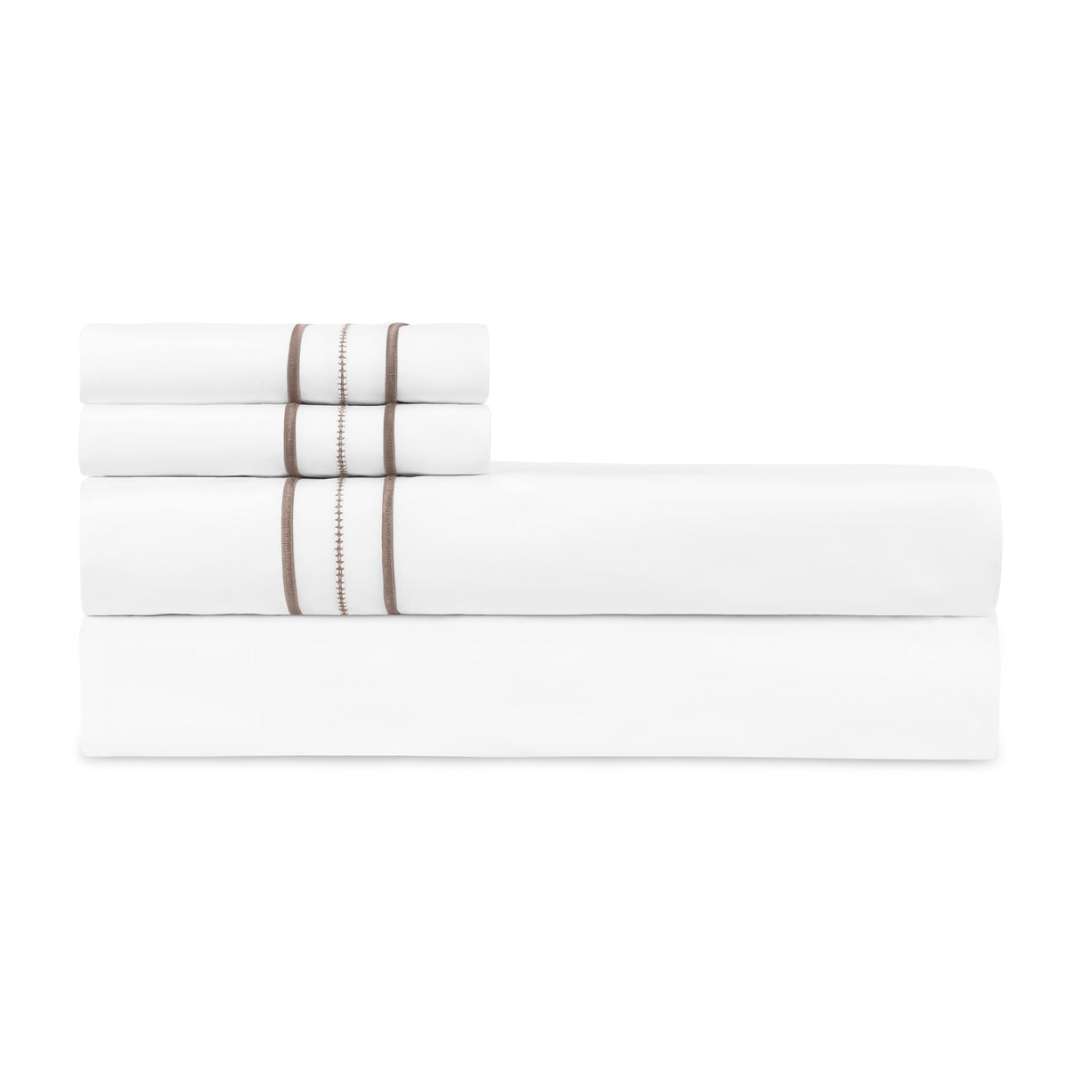 Triad Flat Sheet and Pillowcases in White and Ricco - Home Treasures at Fig Linens and Home