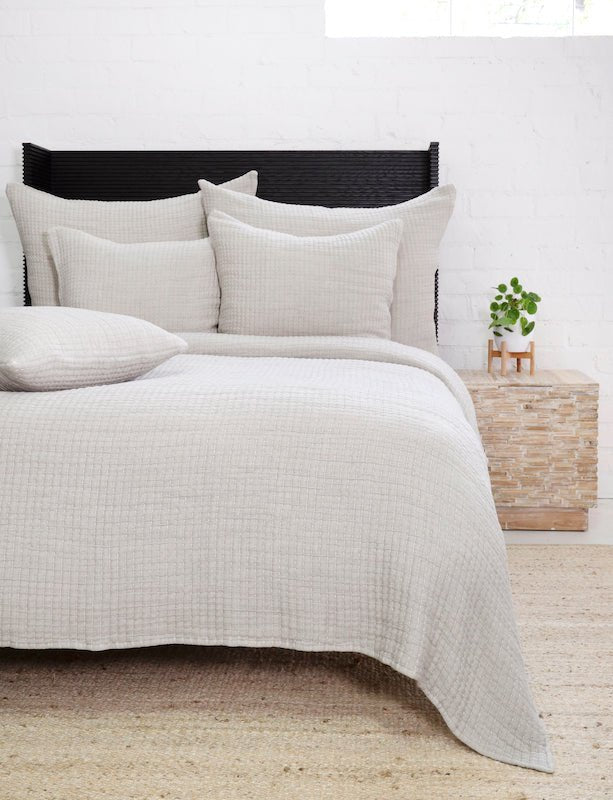 Cotton Coverlet - Pom Pom at Home Vancouver Grey Coverlets - Available at Fig Linens and Home