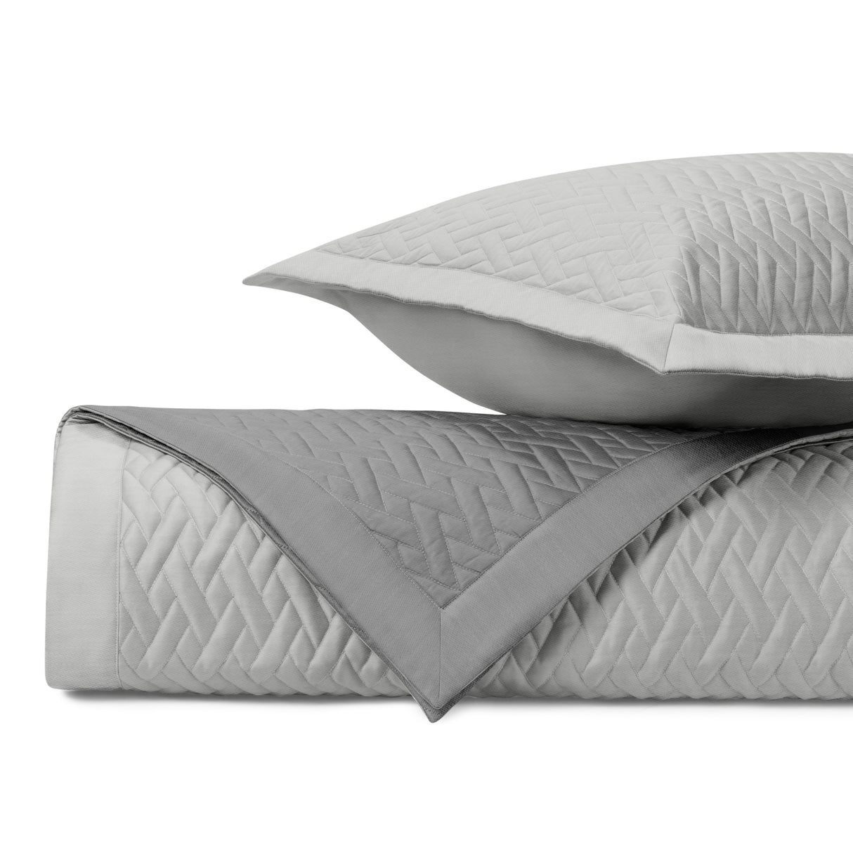 Ara Quilted Chambray Coverlets by Home Treasures - Silver at Fig Linens and Home