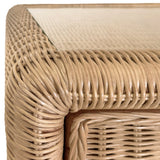 Rattan Desk Waterfall Edge View - Worlds Away Adrien 2-Drawer Desk at Fig Linens and Home 2
