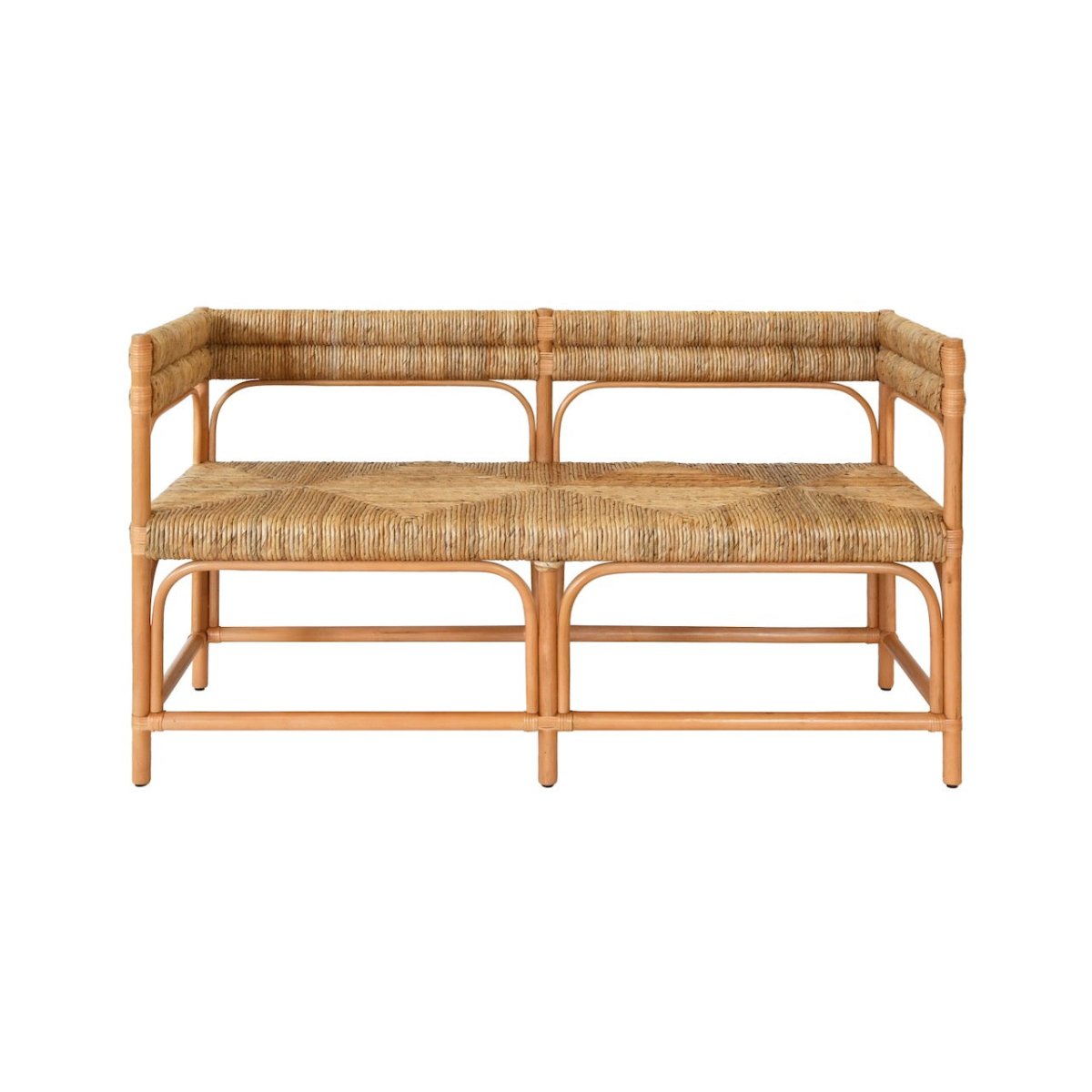 Ajax Rattan Bench by Worlds Away | Coastal Seagrass Bench Seating at Fig Linens and Home 1