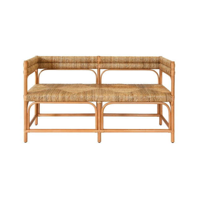 Ajax Rattan Bench by Worlds Away | Coastal Seagrass Bench Seating at Fig Linens and Home 1
