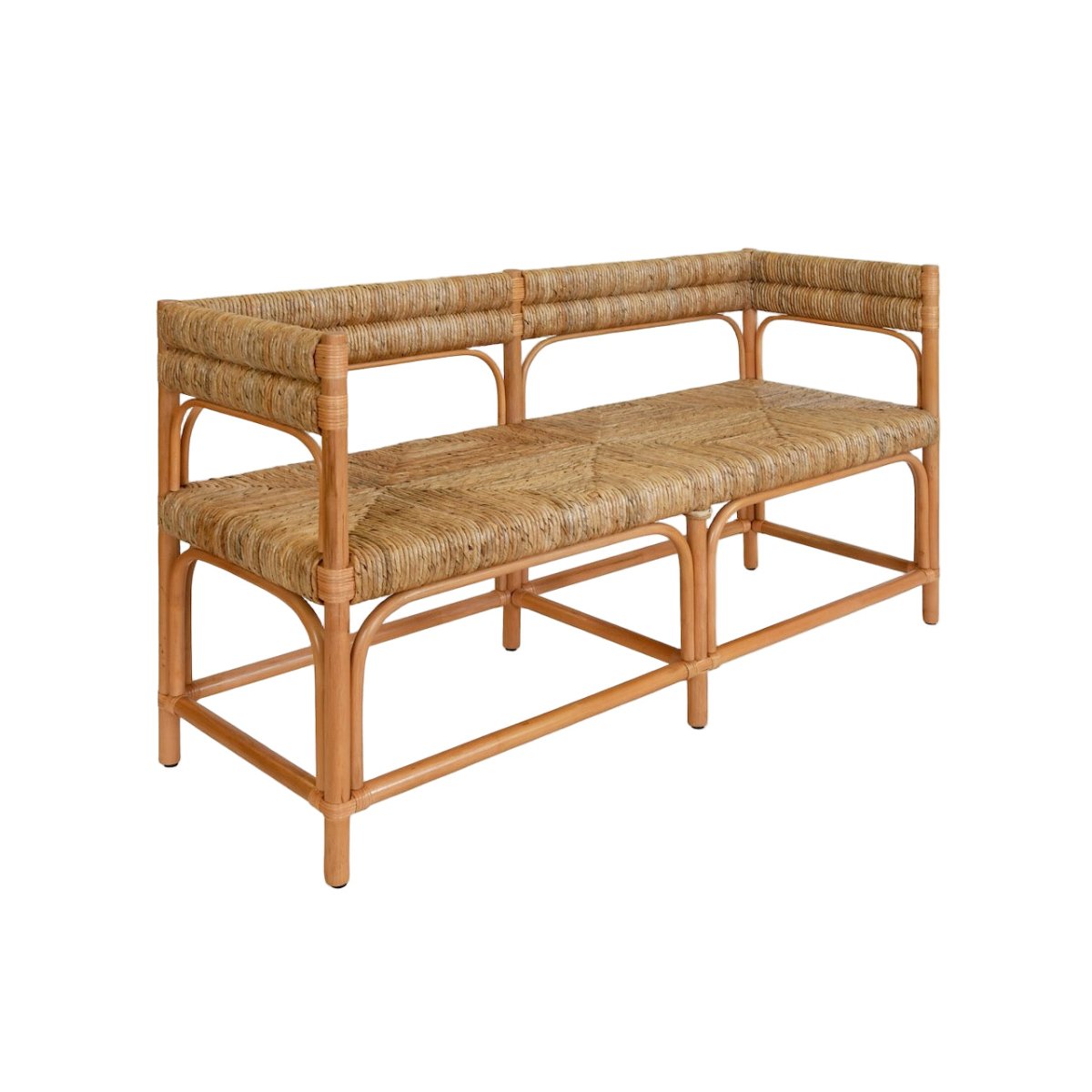 Ajax Rattan Bench by Worlds Away | Coastal Seagrass Bench Seating at Fig Linens and Home 2