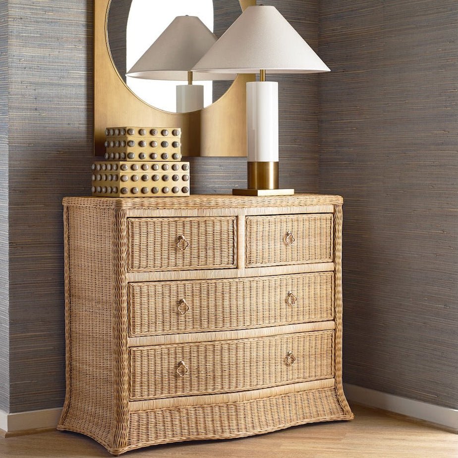 Decorative Box - Worlds Away Alba Large Box shown on Dresser with Smaller Box