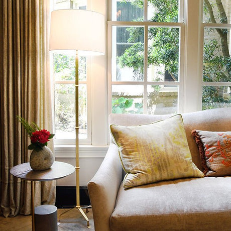 Worlds Away Floor Lamp - Alvaro Gold with Shade at Fig Linens and Home - Lifestyle