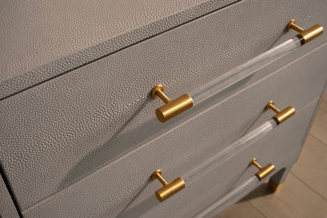 Amber Three Drawer Chest in Light Grey Shagreen by Worlds Away at Fig Linens and Home - Hardware 2