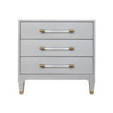 Amber Three Drawer Chest in Light Grey Shagreen by Worlds Away at Fig Linens and Home - Front View