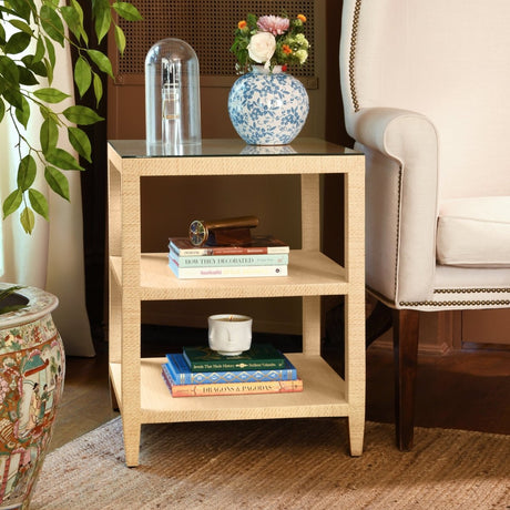 Amie Natural Side Table by Worlds Away 28" H x 22" W x 22" D BROWN at FIG LINENS AND HOME 2