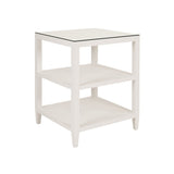 Amie White Side Table by Worlds Away at Fig Linens and Home - Angle View