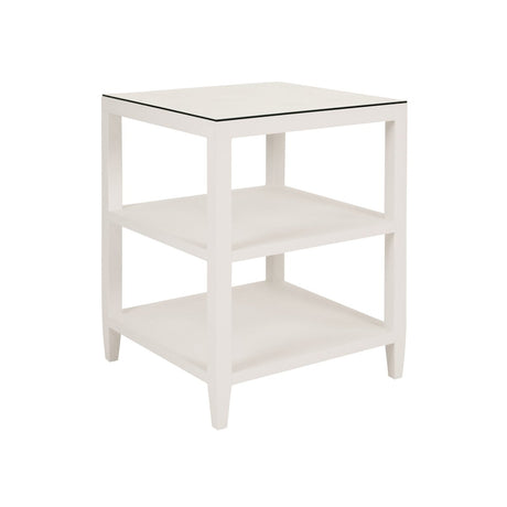 Amie White Side Table by Worlds Away at Fig Linens and Home - Angle View