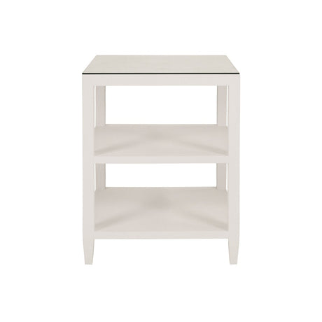 Amie White Side Table by Worlds Away at Fig Linens and Home - Front View