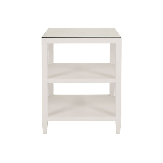 Amie White Side Table by Worlds Away at Fig Linens and Home - Front View