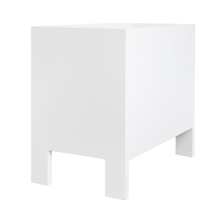 Worlds Away Andre Two Drawer Side Table in Matte White Lacquer - Back View at Fig Linens and Home