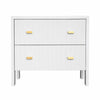 Worlds Away Andre Two Drawer Side Table in Matte White Lacquer - Front View at Fig Linens and Home
