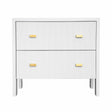 Worlds Away Andre Two Drawer Side Table in Matte White Lacquer - Front View at Fig Linens and Home