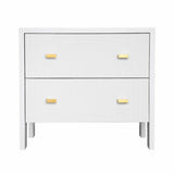 Worlds Away Andre Two Drawer Side Table in Matte White Lacquer - Front View at Fig Linens and Home
