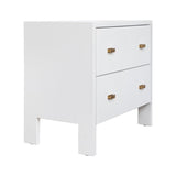 Worlds Away Andre Two Drawer Side Table in Matte White Lacquer - Angle View at Fig Linens and Home