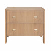 Worlds Away Andre Two Drawer Side Table in Natural Oak - Front View of Modern Classic