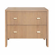 Worlds Away Andre Two Drawer Side Table in Natural Oak - Front View of Modern Classic