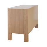 Worlds Away Andre Two Drawer Side Table in Natural Oak - Back Angle View of Modern Classic
