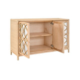 Aria Natural Buffet Cabinet | Worlds Away Furniture at Fig Linens and Home - Open Doors of Cabinet