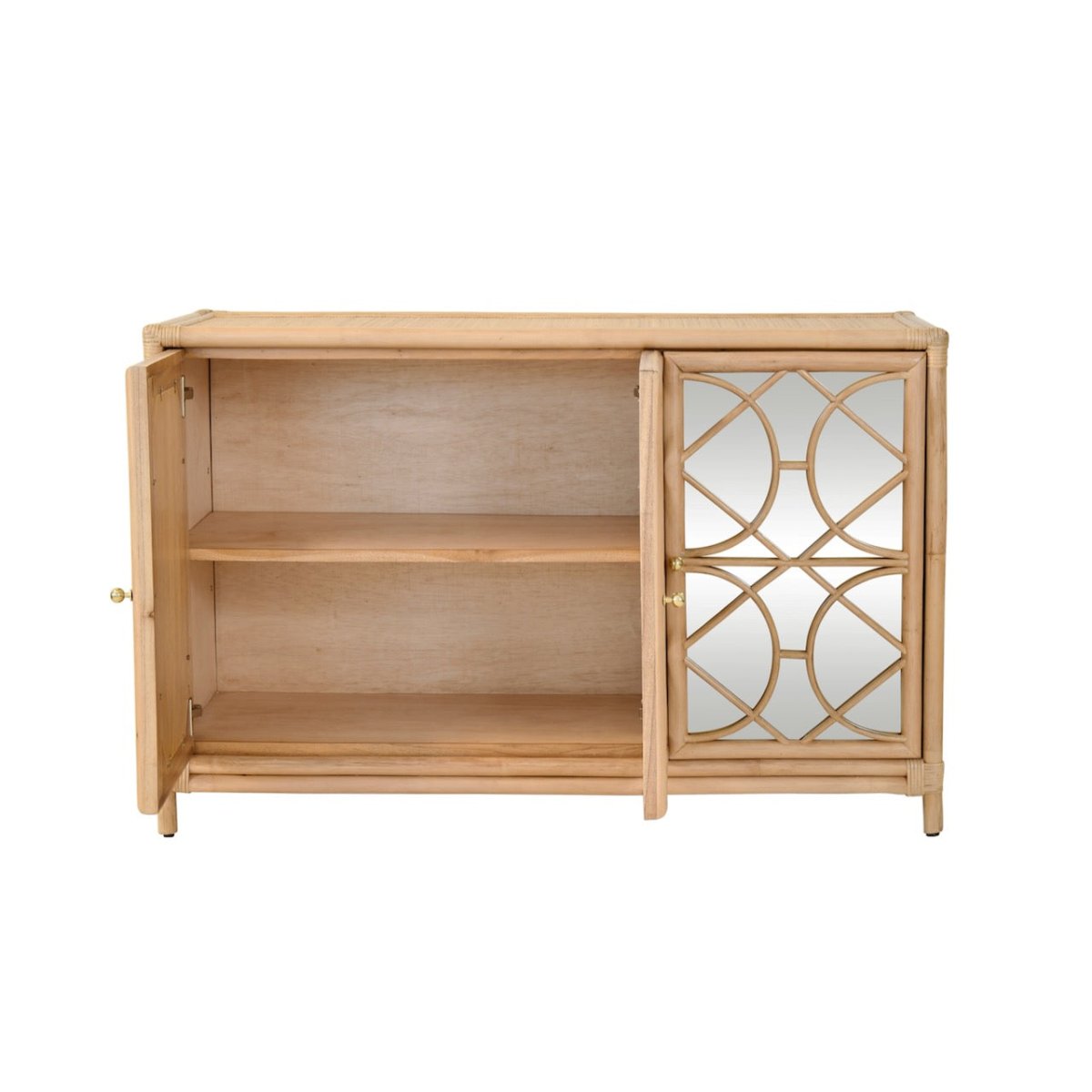 Aria Natural Buffet Cabinet | Worlds Away Furniture at Fig Linens & Home - Cabinet Open Door on Left
