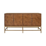 Ariel Dark Burlwood Buffet Cabinet with 4 Doors by Worlds Away - Front of Cabinet View