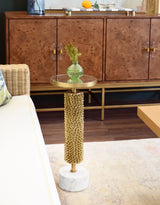 Ariel Dark Burlwood Buffet Cabinet with 4 Doors by Worlds Away at Fig Linens and Home - Lifestyle 4