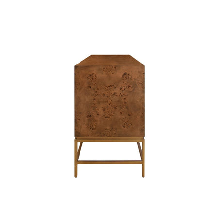 Ariel Dark Burlwood Buffet Cabinet with 4 Doors by Worlds Away - Side of Cabinet View