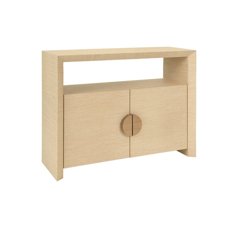 Aspen Natural Grasscloth Console Cabinet by Worlds Away at Fig Linens and Home - Angle View