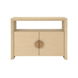 Aspen Natural Grasscloth Console Cabinet by Worlds Away at Fig Linens and Home - Front View