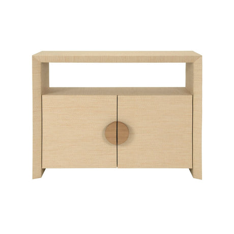 Aspen Natural Grasscloth Console Cabinet by Worlds Away at Fig Linens and Home - Front View
